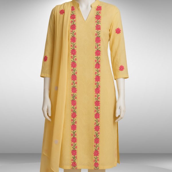 Yellow Shafoon Embroidered 3 Piece Suit