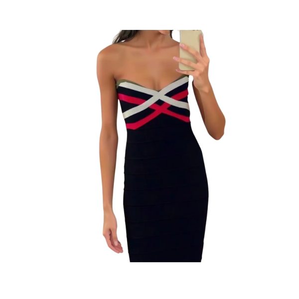 Elegant Strapless Bodycon Midi Dress