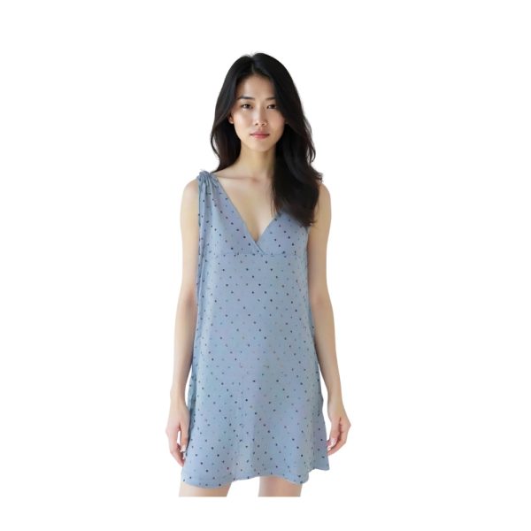 Light Blue Polka Dot Sleeveless Dress-H.M