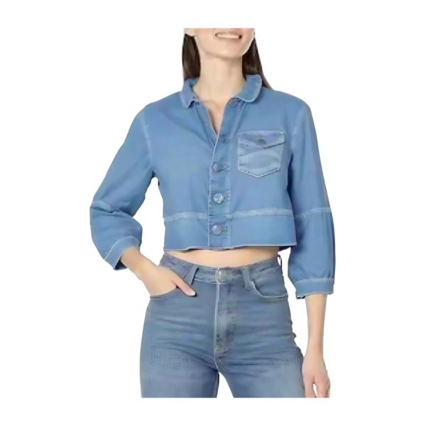 Women’s Light Blue Cropped Denim Jacket-H.M