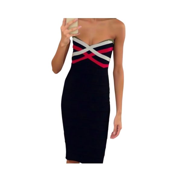 Elegant Strapless Bodycon Midi Dress
