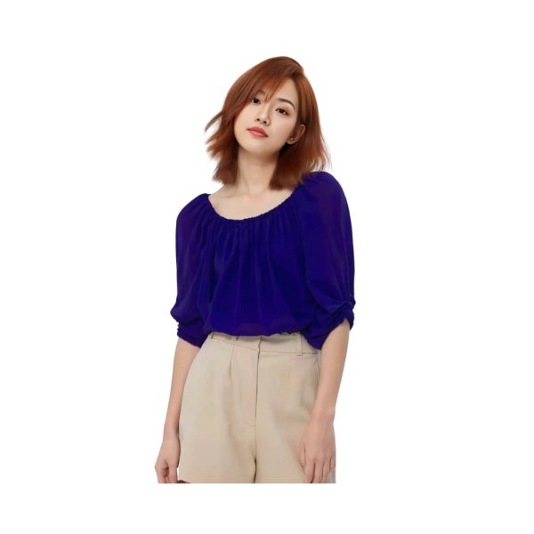 Stylish Royal Blue Off-Shoulder Top-H.M