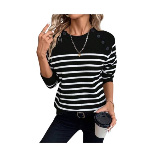 Chic black and white striped top-H.M