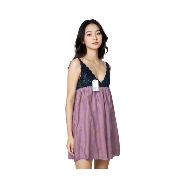 Elegant Satin & Lace Nightdress-H.M
